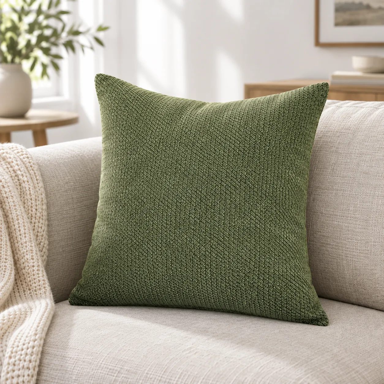 Moss Textured Cover - alternate view; styling objects excluded