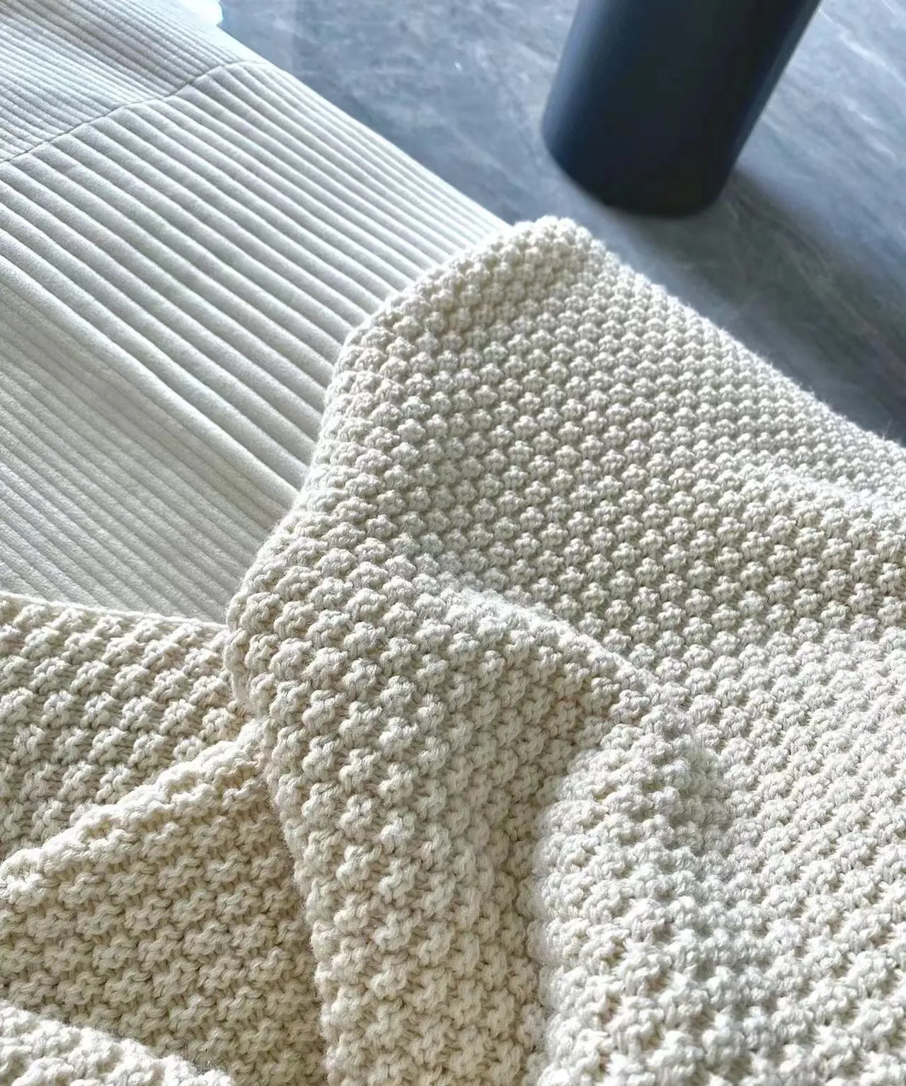 Ivory Tassel Throw - detail view; styling objects excluded