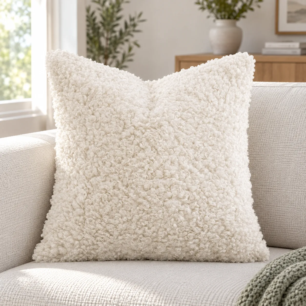 White Boucle Cover - lead view