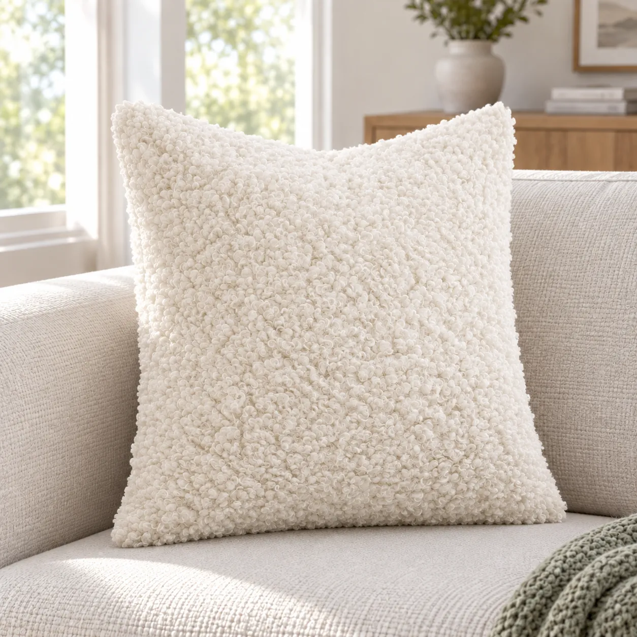 White Boucle Cover - alternate view